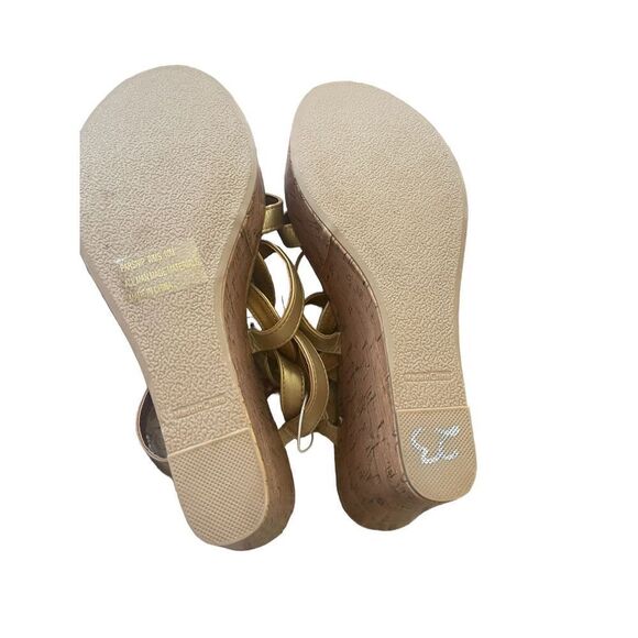 Report Women's Tan/Cream Strappy Cork Wedge Sandals Size 10 New without Box - Picture 5 of 11